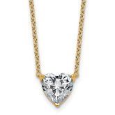 14k 2 1/2 carat Certified Lab Grown Diamond VS+ F+ Heart Complete 18 inch Four Prong Pendant Necklace